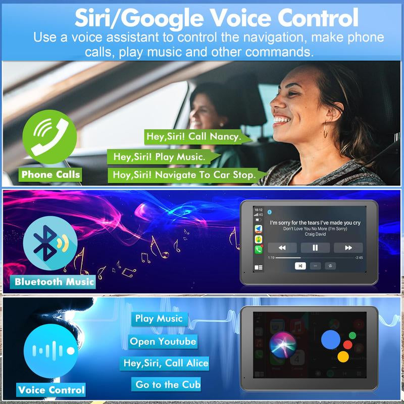 【PASLDA】2026 Upgraded Wireless CarPlay Screen – Portable Smart Display for iPhone & Android
