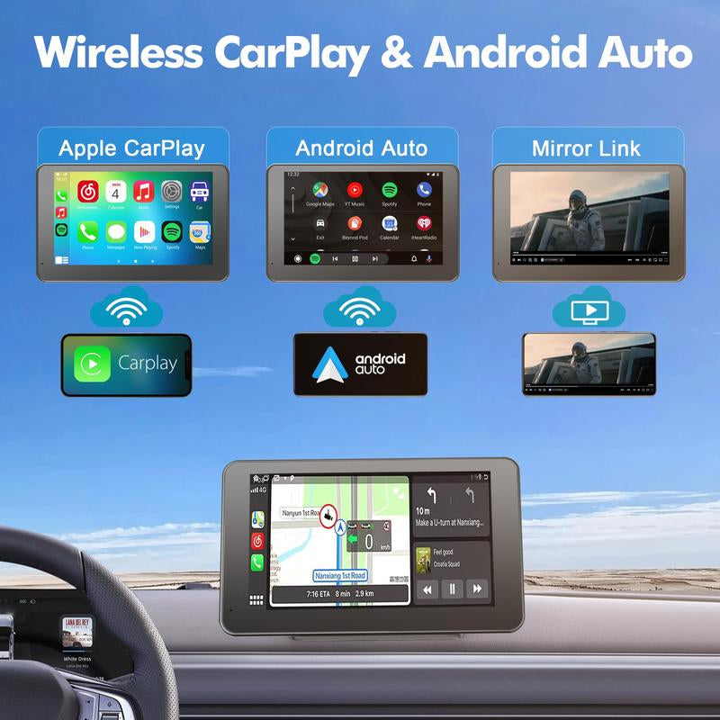 【PASLDA】2026 Upgraded Wireless CarPlay Screen – Portable Smart Display for iPhone & Android