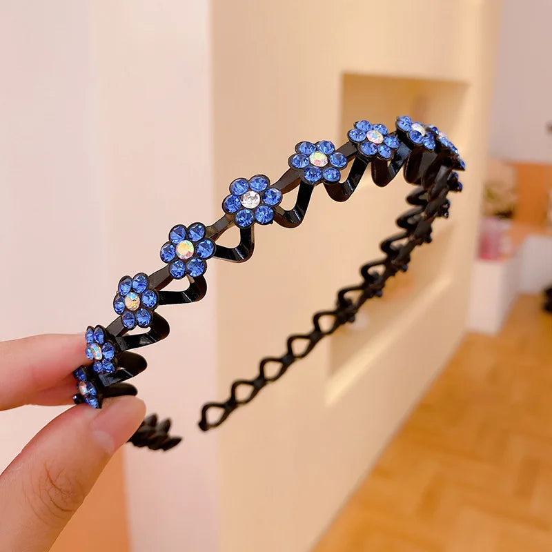 Non-Slip Rhinestone Hairbands – Elastic Pearl Flower Headbands for Women & Girls, Fashion Hair Hoop Accessories