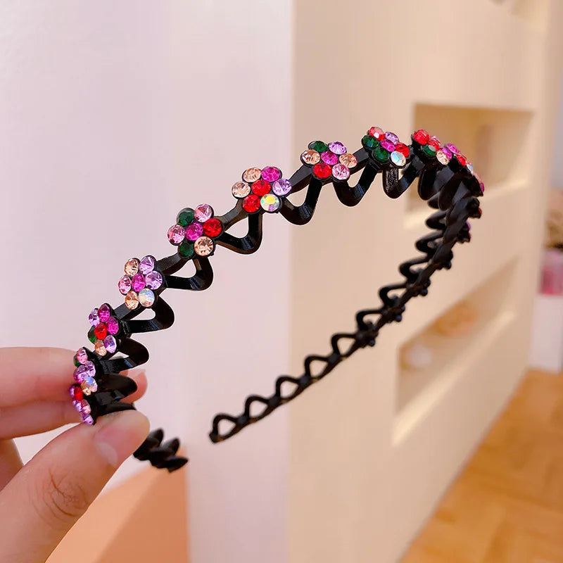 Non-Slip Rhinestone Hairbands – Elastic Pearl Flower Headbands for Women & Girls, Fashion Hair Hoop Accessories