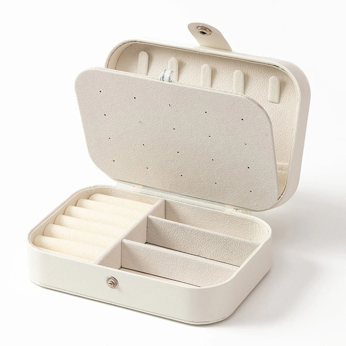 Portable Multi-Compartment Jewelry Box – Travel-Friendly Pink Organizer with Velvet Lining for Rings, Earrings & Accessories
