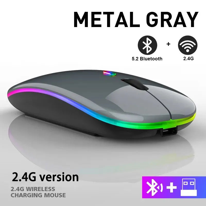 Wireless RGB Gaming Mouse – Rechargeable Bluetooth Ergonomic Mouse for Laptop & PC, 3600DPI LED Backlit