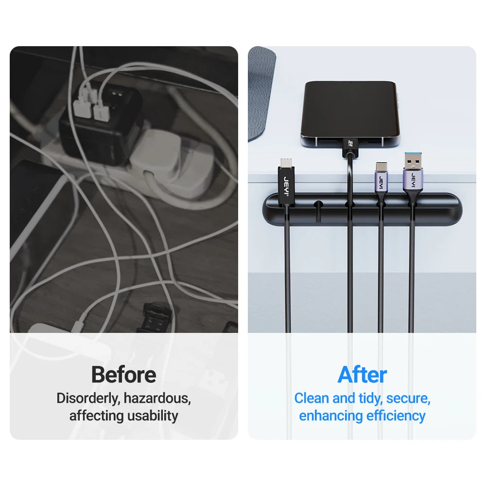 Adhesive Cable Holder Clips – Cord Management & Wire Organizer for Desktop, USB, Power, & Charging Cables