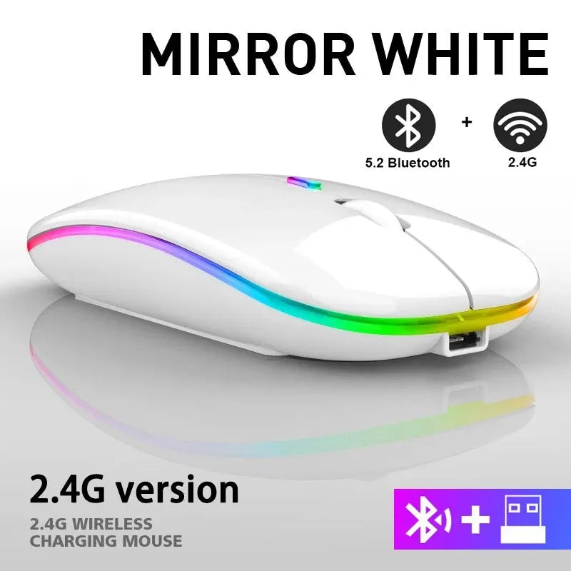 Wireless RGB Gaming Mouse – Rechargeable Bluetooth Ergonomic Mouse for Laptop & PC, 3600DPI LED Backlit
