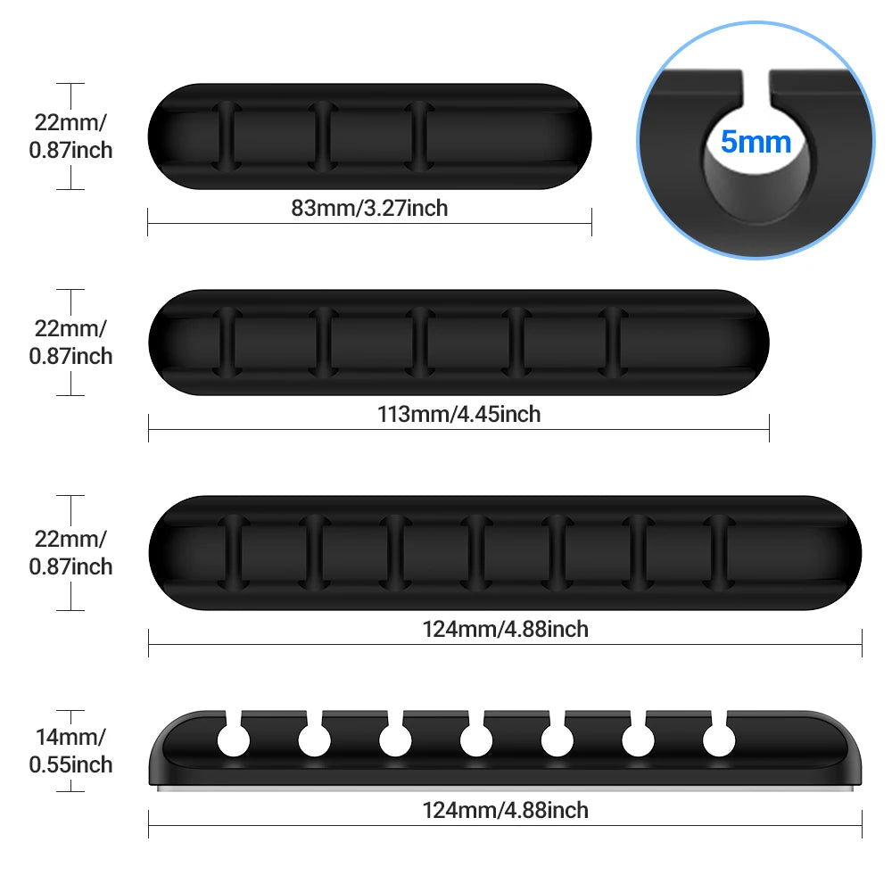 Adhesive Cable Holder Clips – Cord Management & Wire Organizer for Desktop, USB, Power, & Charging Cables