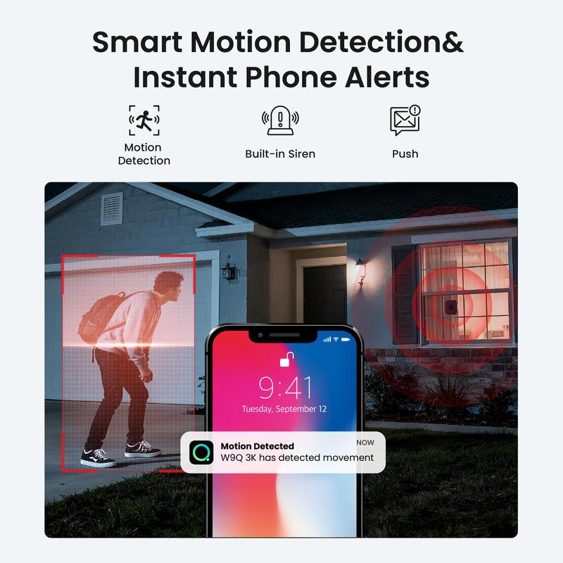 HomiQ Life Window Security Camera 3MP 2K – Smart Indoor WiFi Camera with Color Night Vision